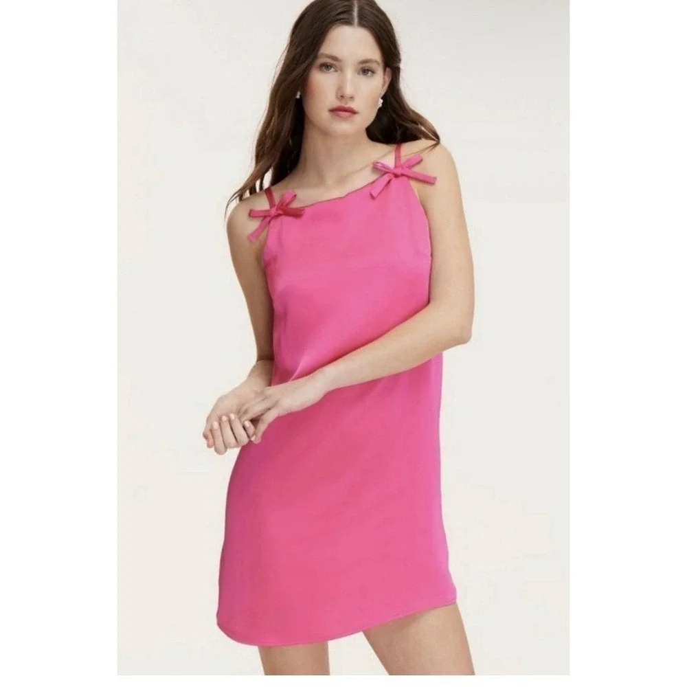 Kate‎ Spade x Target Barbie Pink Bow Shoulder Mini Tank Shift Dress S Preppy